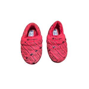 Champion Unisex Red & Black Graphic Slippers Warm Fleece Lining Unisex Size 7